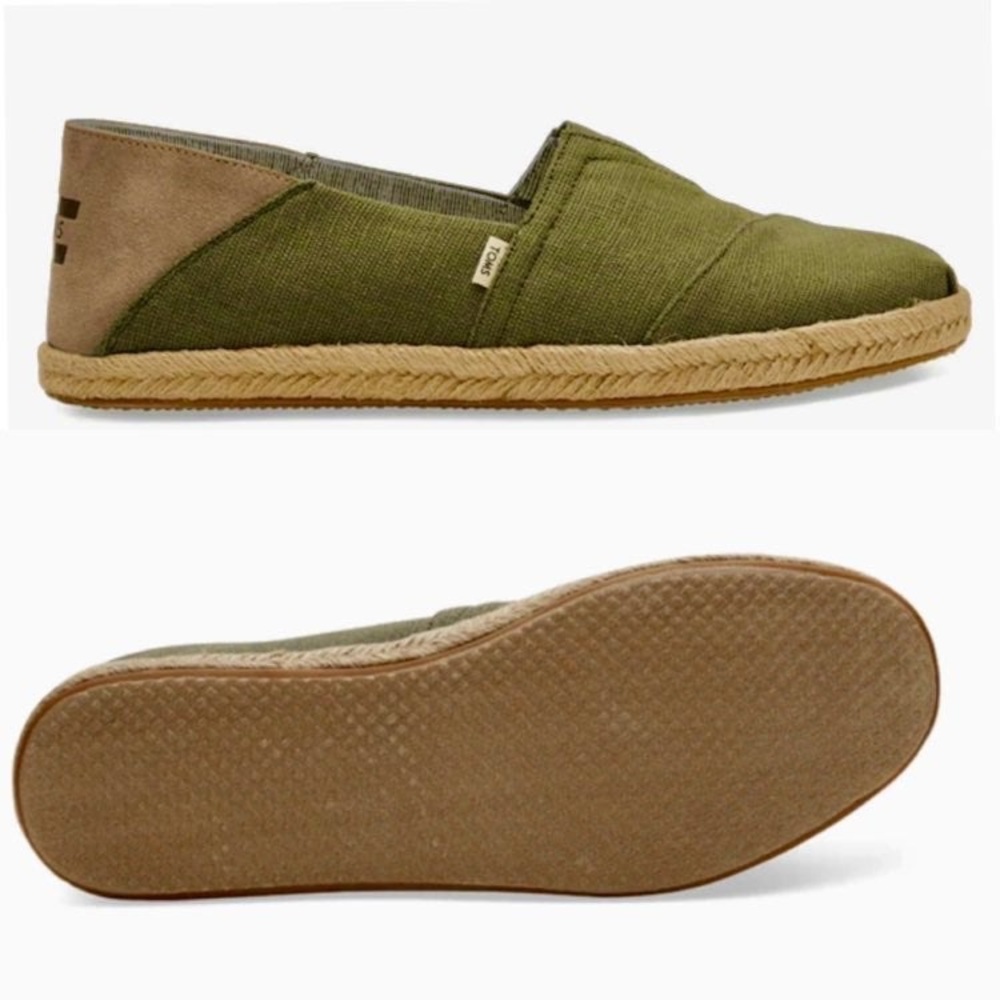 TOMS® Men’s Alpargata Canvas Rope Slip-On Loafer Shoes Lichen Green Size US 12M